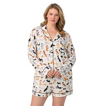 Plus Size Beauty Sleep Social Long Sleeve Pajama Top & Pajama Shorts Set