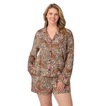 Plus Size Beauty Sleep Social Long Sleeve Pajama Top & Pajama Shorts Set