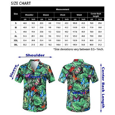 Men's Hawaiian Shirts Floral Printed Button Down Summer Tropical Holiday Beach Party Shirts