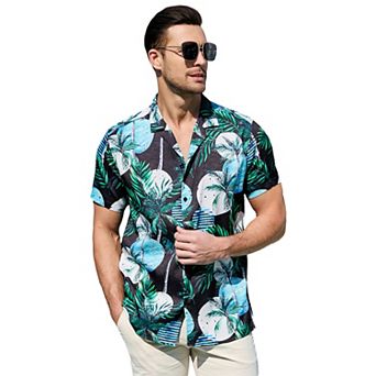 Men's Hawaiian Shirts Floral Printed Button Down Summer Tropical Holiday Beach Party Shirts