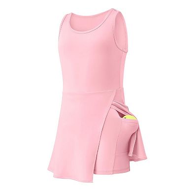 Big Girls Golf Tennis Sports Sleeveless Athletic Active Dress With Safety Inner Pockets Shorts