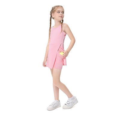 Big Girls Golf Tennis Sports Sleeveless Athletic Active Dress With Safety Inner Pockets Shorts