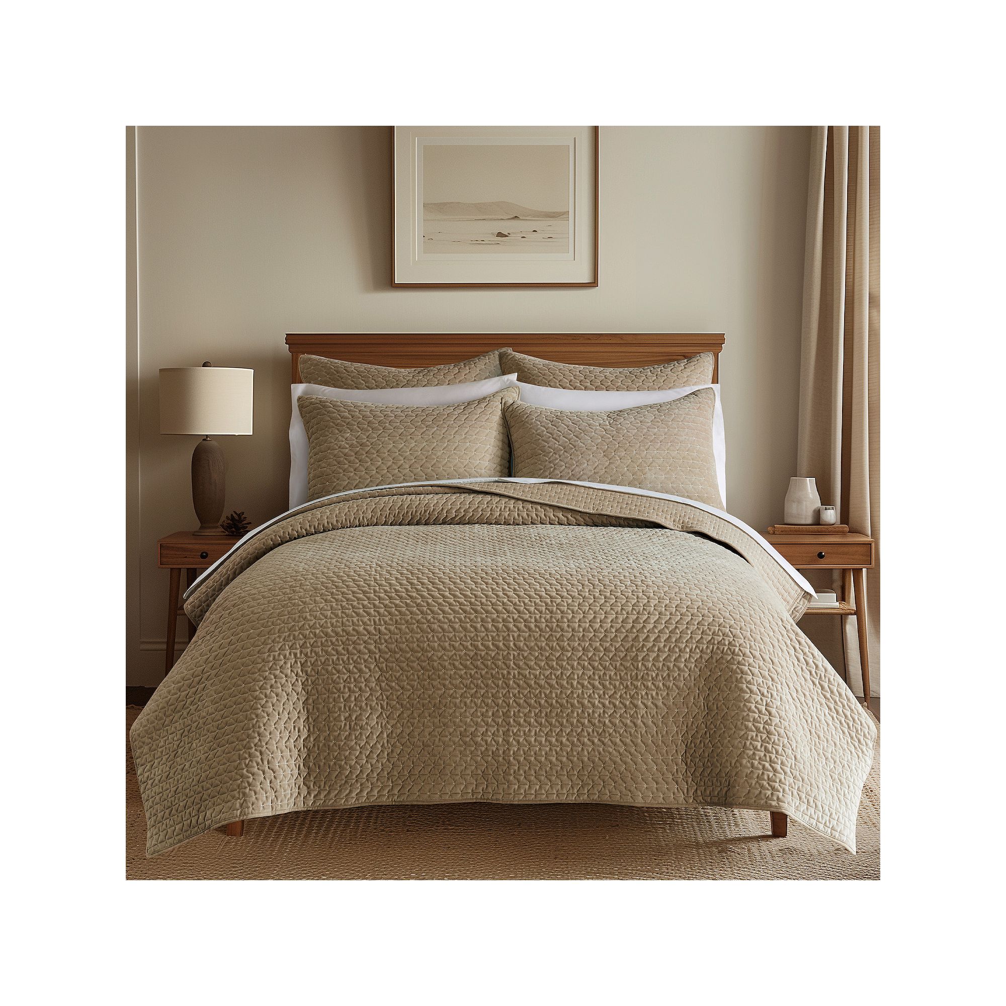 Levtex Home Velvet Stitch Chambray Quilt Set, Brown