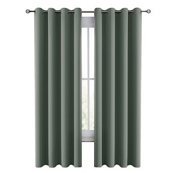 Lux Decor Collection 100% Blackout Curtains Grommet Top 2-Pack Solid Double Panel Window Curtain