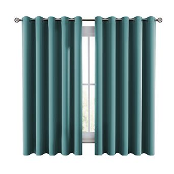 Lux Decor Collection 100% Blackout Curtains Grommet Top 2-Pack Solid Double Panel Window Curtain