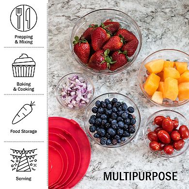 Chef Buddy Glass Mixing Bowls & Lids 20-piece Set