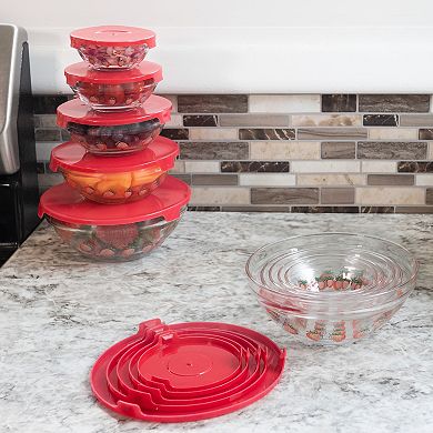 Chef Buddy Glass Mixing Bowls & Lids 20-piece Set