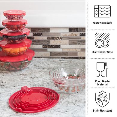 Chef Buddy Glass Mixing Bowls & Lids 20-piece Set