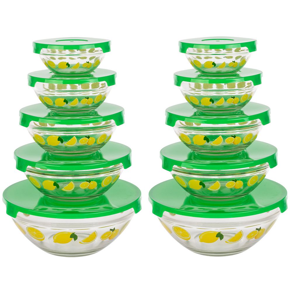 Chef Buddy Glass Mixing Bowls & Lids 20-piece Set