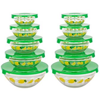 Chef Buddy Glass Mixing Bowls & Lids 20 pc Set