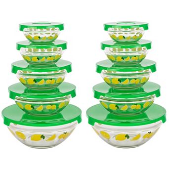 Chef Buddy Glass Mixing Bowls & Lids 20 pc Set