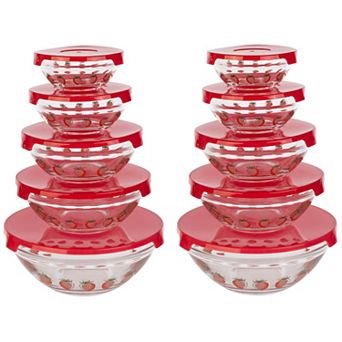 Chef Buddy Glass Mixing Bowls & Lids 20 pc Set