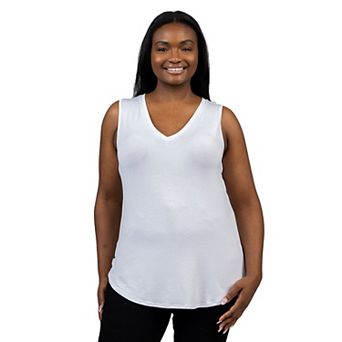 Plus Size 24Seven Comfort Apparel V-Neck Sleeveless Rounded Hemline Top