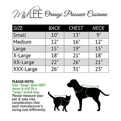 Midlee Orange Prisoner Halloween Dog Costume
