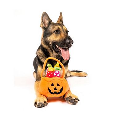 Midlee Find A Toy Halloween Pumpkin Bucket Dog Toy