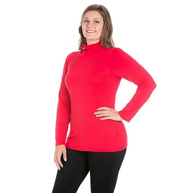 Plus Size 24Seven Comfort Apparel Classic Long Sleeve Turtleneck