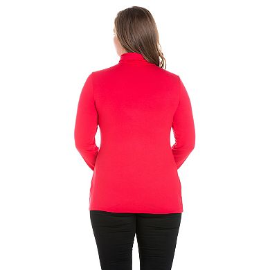 Plus Size 24Seven Comfort Apparel Classic Long Sleeve Turtleneck