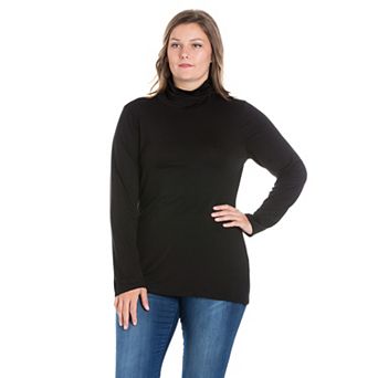 Plus Size 24Seven Comfort Apparel Classic Long Sleeve Turtleneck