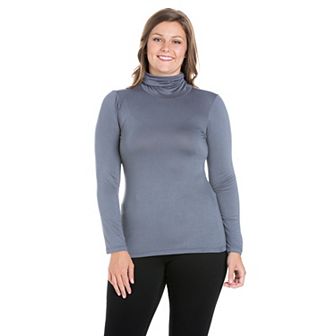 Plus Size 24Seven Comfort Apparel Classic Long Sleeve Turtleneck
