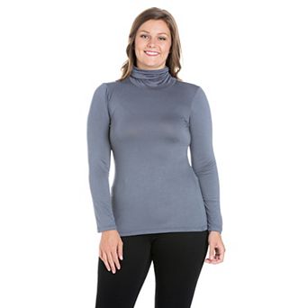 Plus Size 24Seven Comfort Apparel Classic Long Sleeve Turtleneck