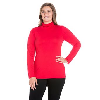 Plus Size 24Seven Comfort Apparel Classic Long Sleeve Turtleneck