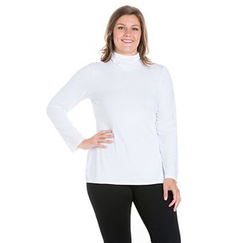 Plus Size 24Seven Comfort Apparel Classic Long Sleeve Turtleneck