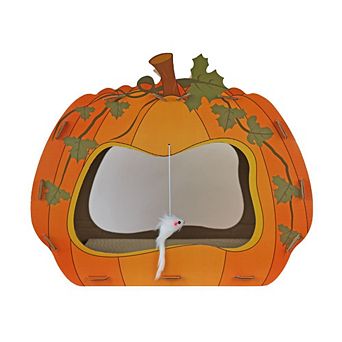 Midlee Halloween Pumpkin Cat Scratcher Cardboard House