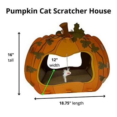 Midlee Halloween Pumpkin Cat Scratcher Cardboard House