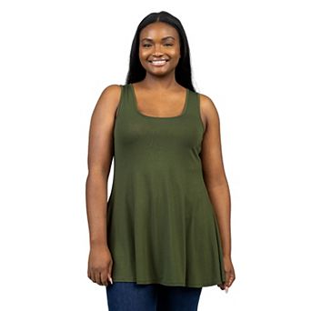 Plus Size 24Seven Comfort Apparel Sleeveless Tunic Tank Top