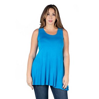 Plus Size 24Seven Comfort Apparel Sleeveless Tunic Tank Top