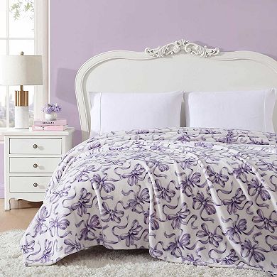 Betsey Johnson Ballet Bows Purple Throw Blanket