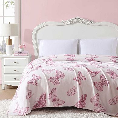 Betsey Johnson Malachite Butterfly Pink Throw Blanket