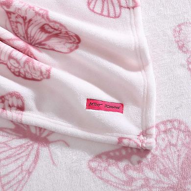 Betsey Johnson Malachite Butterfly Pink Throw Blanket