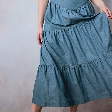 Women's LC Lauren Conrad Front Yoke Tiered Midi Skirt