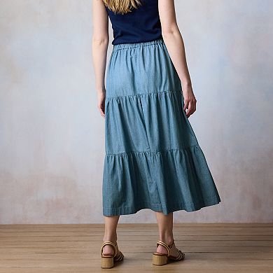 Women's LC Lauren Conrad Front Yoke Tiered Midi Skirt