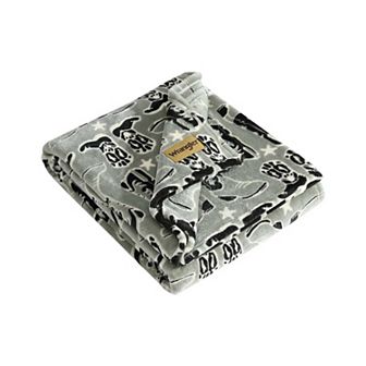 Wrangler Knockin Cowboy Boots Print Throw Blanket
