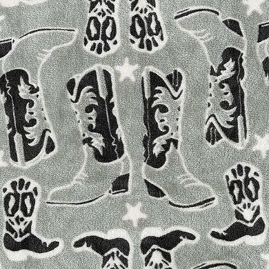 Wrangler Knockin Cowboy Boots Print Throw Blanket