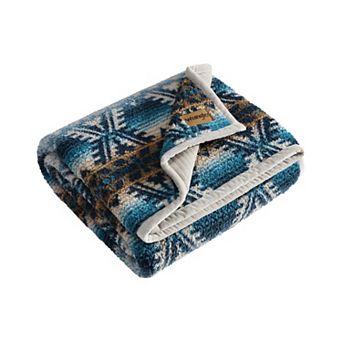 Wrangler Frontier Print Faux Sherpa Throw Blanket