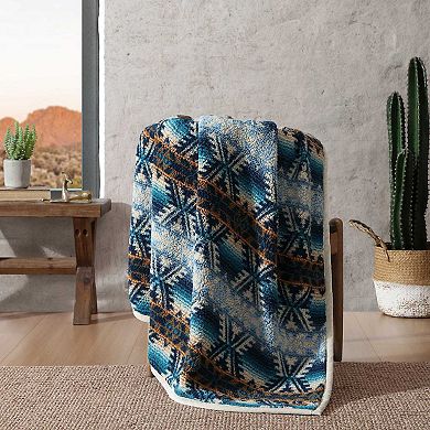 Wrangler Frontier Print Faux Sherpa Throw Blanket