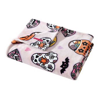 Betsey Johnson Retro Halloween Pink Throw Blanket
