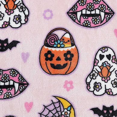 Betsey Johnson Retro Halloween Pink Throw Blanket