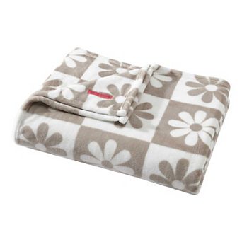 Betsey Johnson Daisy Check Beige Throw Blanket