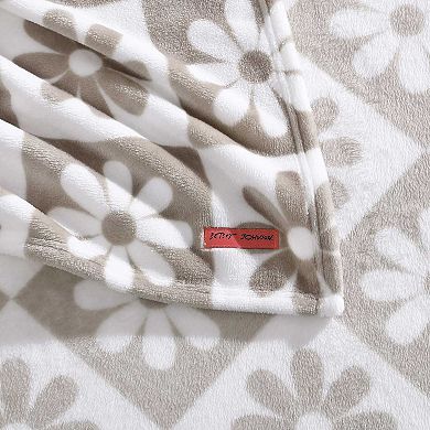 Betsey Johnson Daisy Check Beige Throw Blanket