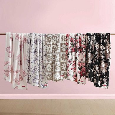 Betsey Johnson Daisy Check Beige Throw Blanket