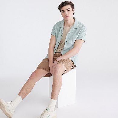 Men's Aeropostale Embroidered Gauze Short Sleeve Button-Down Shirt