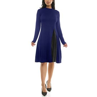 Women's Nina Leonard Mockneck Pleat Sweater Dress