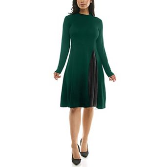 Women's Nina Leonard Mockneck Pleat Sweater Dress