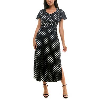 Women's Nina Leonard Flutter Sleeve Faux Undershirt Maxi Dress