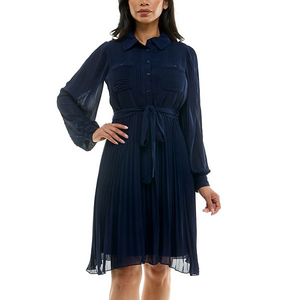 Nina Pleated Faille Midi Dress