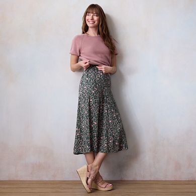 Petite LC Lauren Conrad Godet Midi Skirt